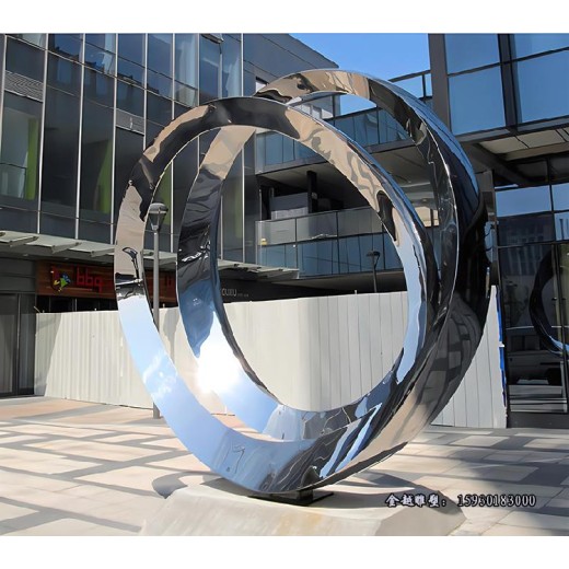 不锈钢圆环组合雕塑酒店门口圆环标志雕塑金越雕塑