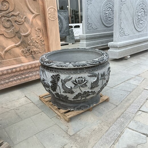 門前石雕魚缸花盆加工