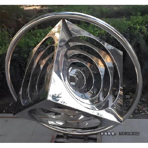 不锈钢月亮圆环雕塑企业科技圆环雕塑金越雕塑