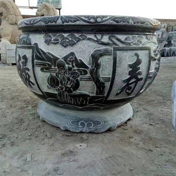 青石石雕魚缸花盆制作廠家