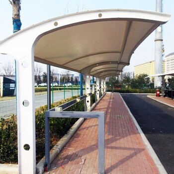 充電棚建設白色帆布膜結構車棚