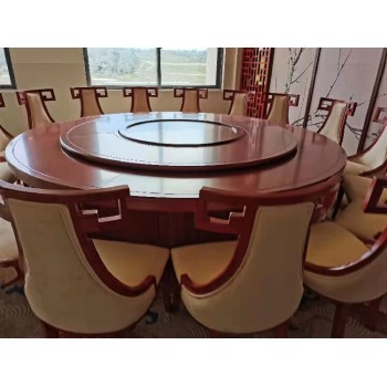 实木折叠圆桌10人酒店电动餐桌环保材质