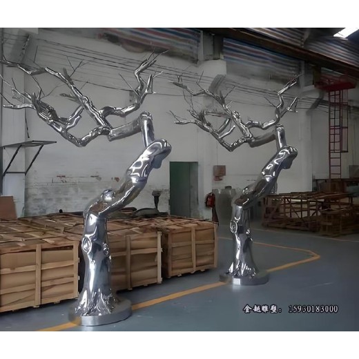不锈钢铸造树枝雕塑企业大门形象雕塑金越雕塑