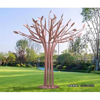 不锈钢板材锻造大树雕塑企业寓意性雕塑金越雕塑