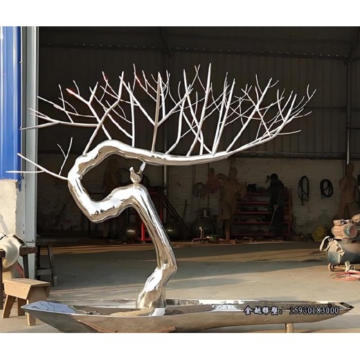 抽象不锈钢铸造树叶树枝雕塑地产景观雕塑摆件金越雕塑