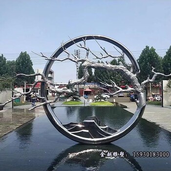 不銹鋼月亮枝干組合雕塑企業(yè)大門形象雕塑金越雕塑