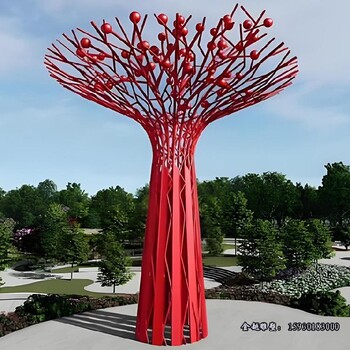 景觀不銹鋼花瓶樹雕塑公園雕塑擺件金越雕塑
