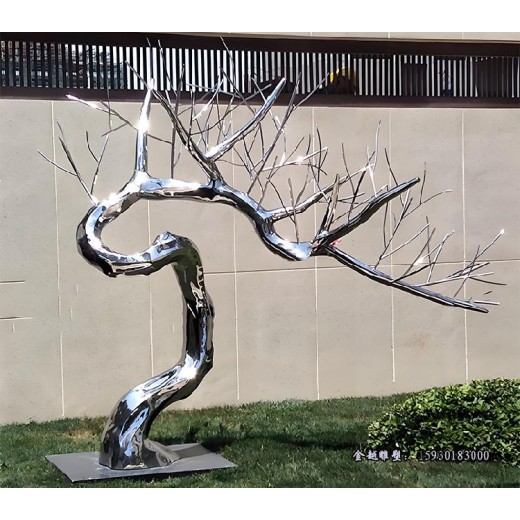 抽象不锈钢铸造树叶树枝雕塑企业大门形象雕塑金越雕塑
