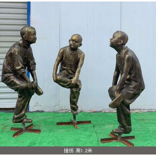 仿铸铜玻璃钢童趣雕塑跳马雕塑黑龙江玻璃钢童趣雕塑