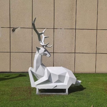 公园不锈钢几何切面鹿雕塑用途