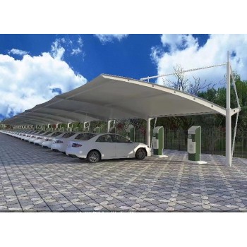 安徽双边膜结构车棚厂家,新能源汽车膜结构车棚