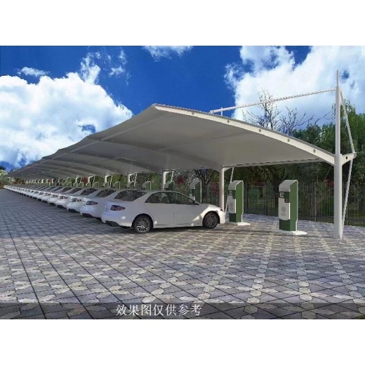 黑龙江新能源汽车膜结构车棚厂家,单边膜结构造型汽车车棚