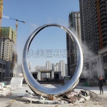 不锈钢梅花圆环雕塑制作-不锈钢景观圆环雕塑