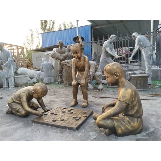 商业街童趣主题雕塑摆件,小孩做游戏雕塑