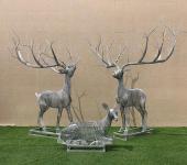 不锈钢丝编织鹿雕塑，镂空鹿雕塑加工厂家