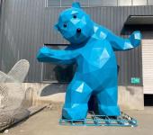 不锈钢切面熊雕塑，几何熊雕塑定制厂家