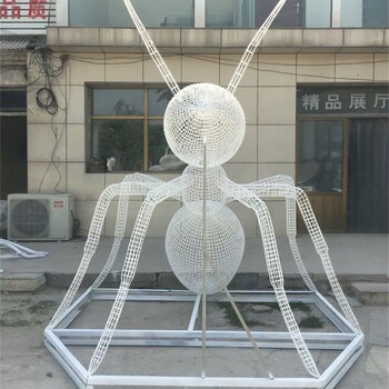 不銹鋼抽象螞蟻雕塑景觀動物模型加工