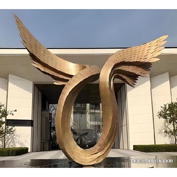 三根羽毛不銹鋼雕塑造型城市街道羽毛雕塑金越雕塑廠家