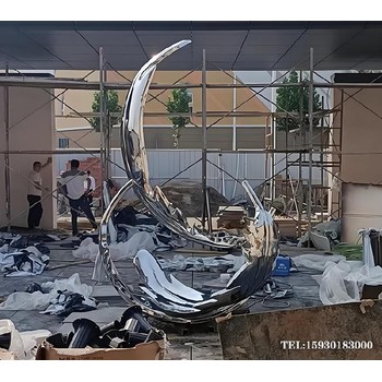 三根羽毛不銹鋼雕塑造型城市街道羽毛雕塑金越雕塑廠家