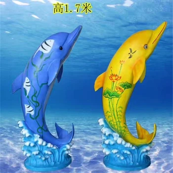 海洋公園主題雕塑彩繪仿真海豚雕塑