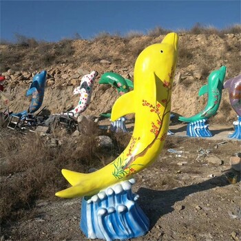 抽象彩繪海豚雕塑海洋公園主題雕塑定制
