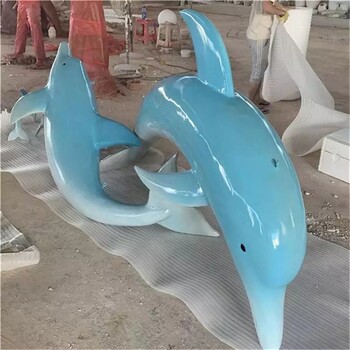 玻璃鋼彩繪海豚雕塑造型
