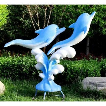 河南钢丝编制镂空海豚不锈钢鲸鱼雕塑安装