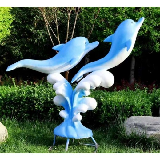 河南卡通海豚组合海洋动物雕塑市场