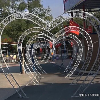 花海不銹鋼愛心長廊雕塑景區(qū)打卡心形廊架金越雕塑