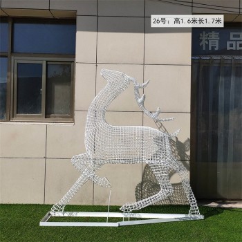 不锈钢发光鹿雕塑抽象动物雕塑定制