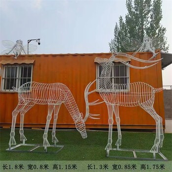 鏡面不銹鋼鹿雕塑鐵藝動物雕塑制作加工