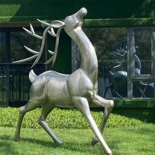 抽象不锈钢鹿雕塑户外动物雕塑厂家