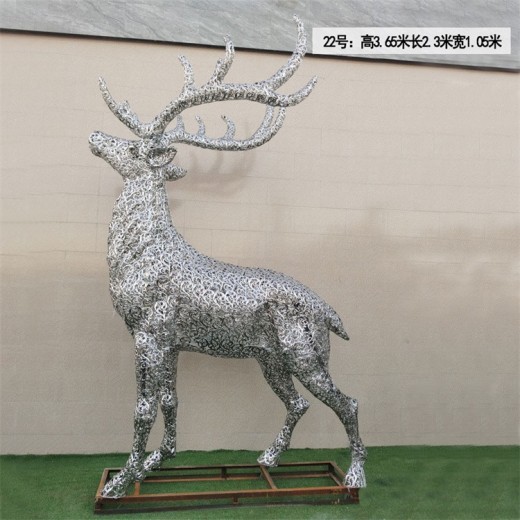 铁艺编织发光鹿雕塑不锈钢动物雕塑