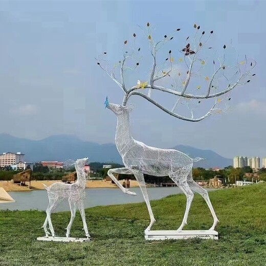 鏡面不銹鋼鹿雕塑不銹鋼動物雕塑制作