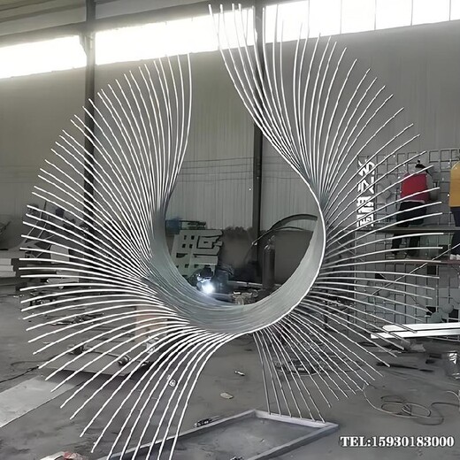 不銹鋼鋼管雕塑擺件住宅鳳尾裝飾雕塑金越雕塑