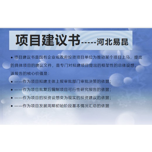 平顶山宝丰县级立项项目申请书编制第三方-项目申请报告