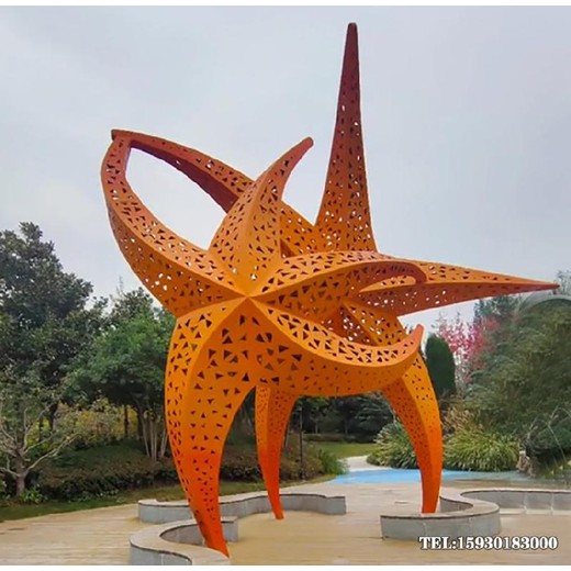 不銹鋼五角座椅雕塑造型烤漆五角星雕塑廠家河北金越雕塑