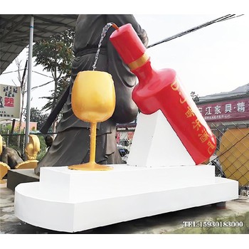 不銹鋼品牌形象酒瓶雕塑鏡面酒瓶標(biāo)志雕塑金越雕塑