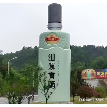 不銹鋼酒缸雕塑加工彩繪酒瓶雕塑金越雕塑