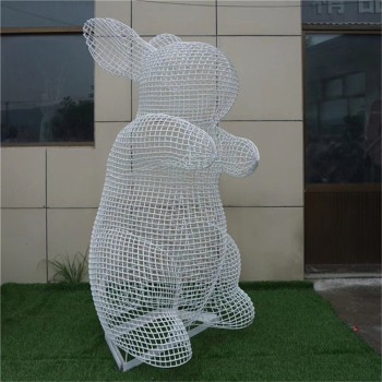 几何不锈钢兔子雕塑定做