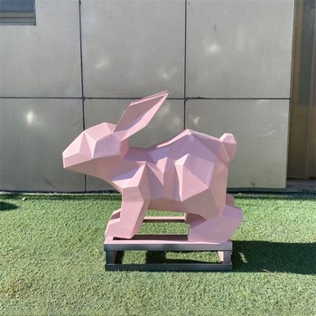 商場(chǎng)不銹鋼兔子雕塑，抽象動(dòng)物雕塑廠(chǎng)家