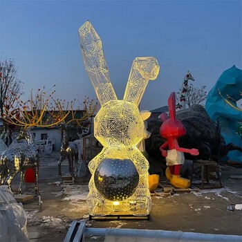 鋼絲編織不銹鋼兔子雕塑廠家