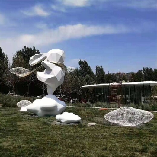 發(fā)光不銹鋼兔子雕塑，公園小動物雕塑大全