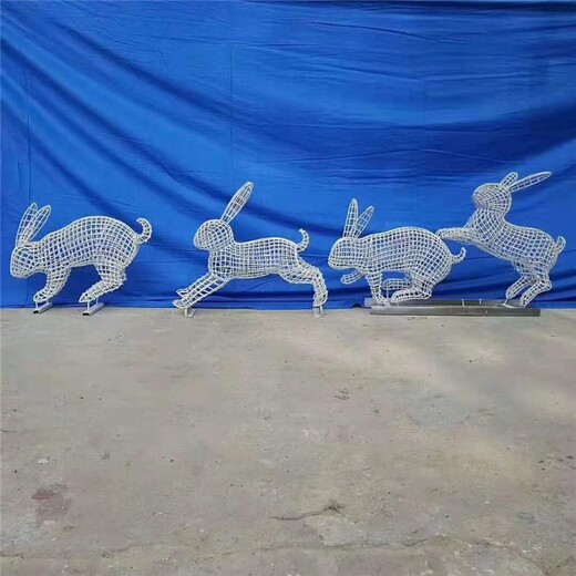 抽象不銹鋼兔子雕塑定做