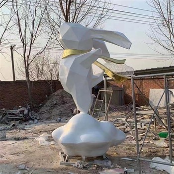 供應不銹鋼兔子雕塑，公園小動(dòng)物雕塑大全