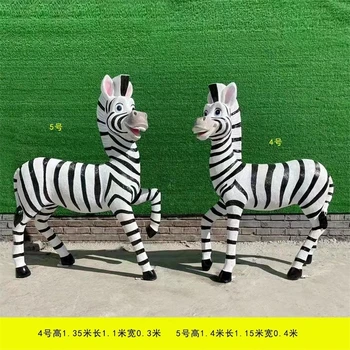 玻璃鋼彩繪斑馬雕塑大型仿真動物雕塑制作加工