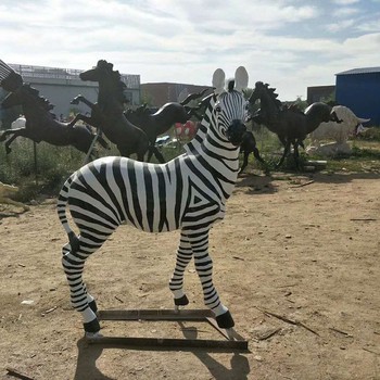 玻璃鋼彩繪仿真斑馬雕塑公園仿真動物雕塑擺件