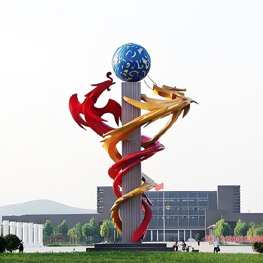 聊城不銹鋼龍柱雕塑圖片廣場景觀柱子雕塑河北金越雕塑