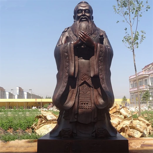 玻璃鋼仿銅孔子雕塑校園雕像定制
