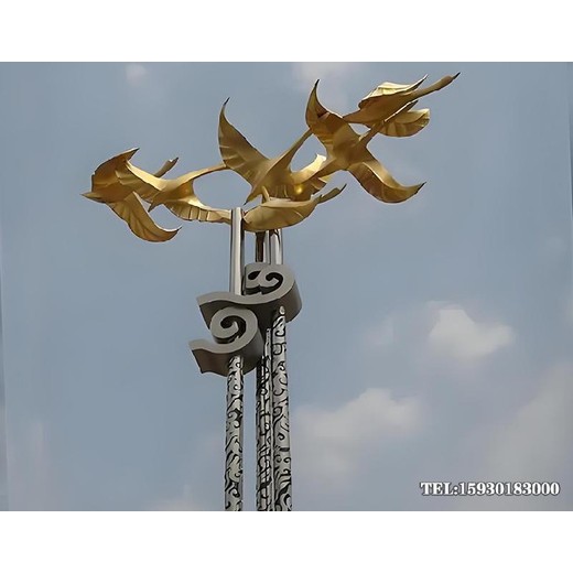 抽象不銹鋼大雁標志雕塑商業(yè)街大雁雕塑金越雕塑